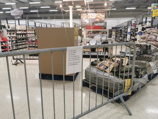Areas of supermarkets have been cordoned off (Adam Hale/PA)