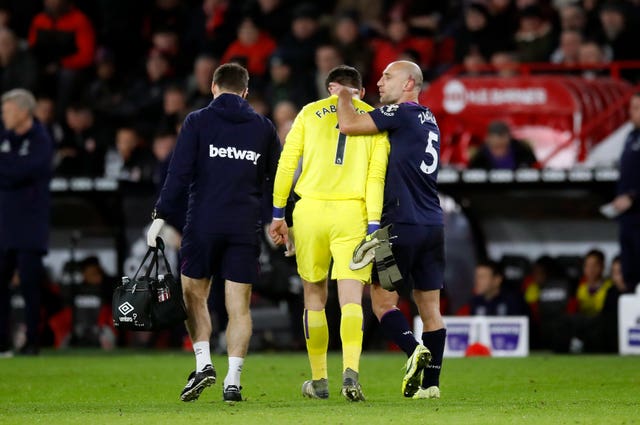 West Ham lost goalkeeper Lukasz Fabianski to injury 