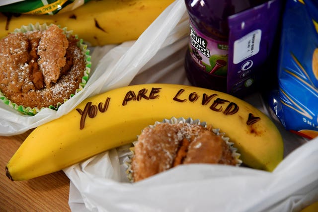 Message written on fruit by Meghan