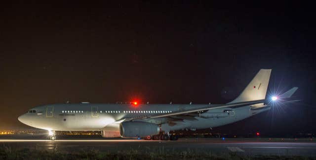 An RAF Voyager taking off on a sortie at RAF Akrotiri (MoD/PA)