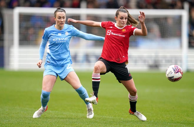 Manchester United’s Ella Toone (left) has her sights set on Champions League qualification