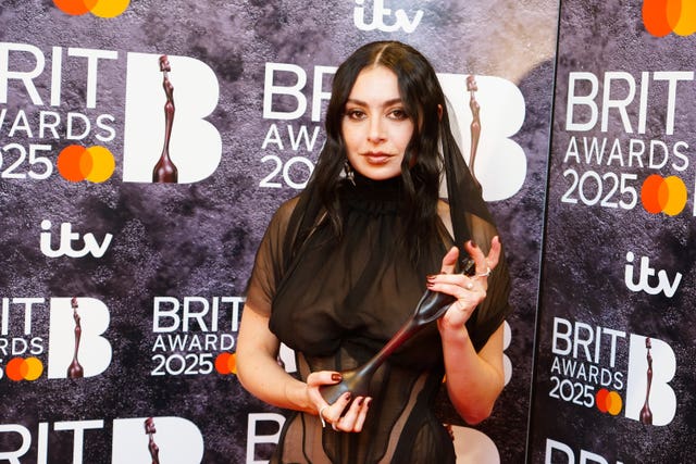 Charli XCX backstage at The Brit Awards 2025