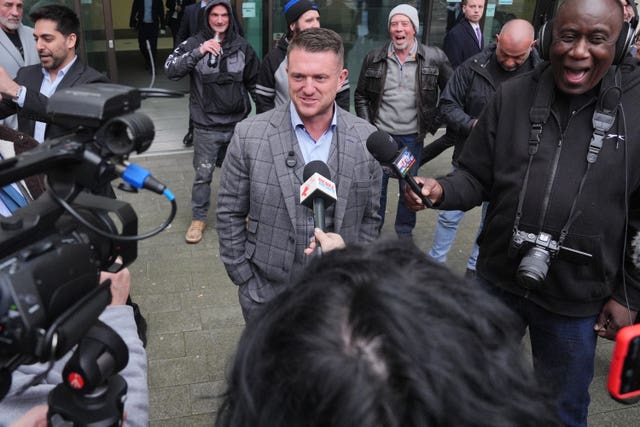 Tommy Robinson outside Westminster Magistrates’ Court