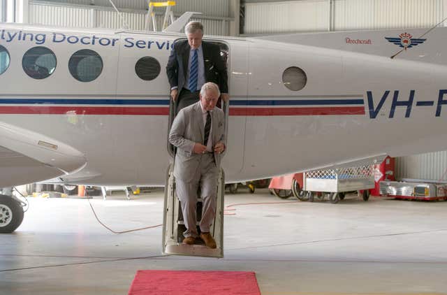 Charles sees a Royal Flying Doctors Super King Air plane at the service base in Cairns