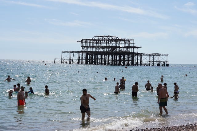 Summer weather at Brighton beach