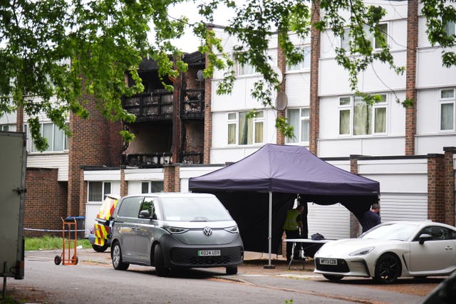 A canopy erected in Tillett Close, Stonebridge after the fatal fire