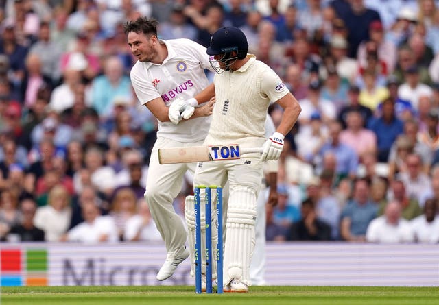 Jonny Bairstow was bumped into by a pitch invader