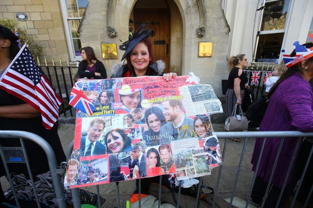 Picture perfect: one fan pays homage to the royal couple with a colourful montage (Gareth Fuller/PA)