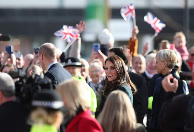 William and Kate arriving for a visit to the Fire Station arts centre in Sunderland (Jane Barlow/PA)