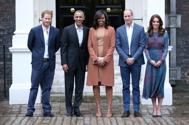 Prince Harry, pictured with Barack and Michelle Obama and the Duke and Duchess of Cambridge, has decided not to invite the former US leader and his wife to his wedding. (Chris Jackson/PA)