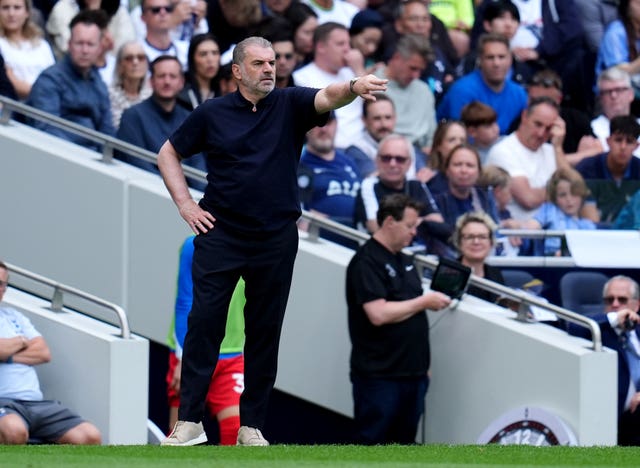 Ange Postecoglou points on touchline