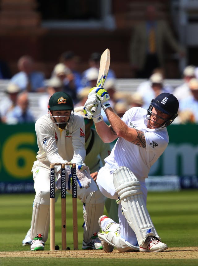 Ben Stokes hits out off Nathan Lyon, not pictured