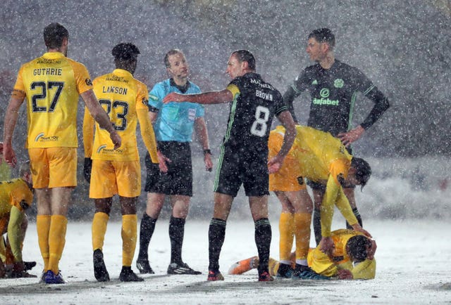 Scott Brown was sent off against Livingston