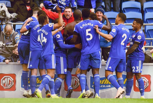 Sol Bamba, centre, bagged Cardiff's winner against Brighton (Simon Galloway/PA)