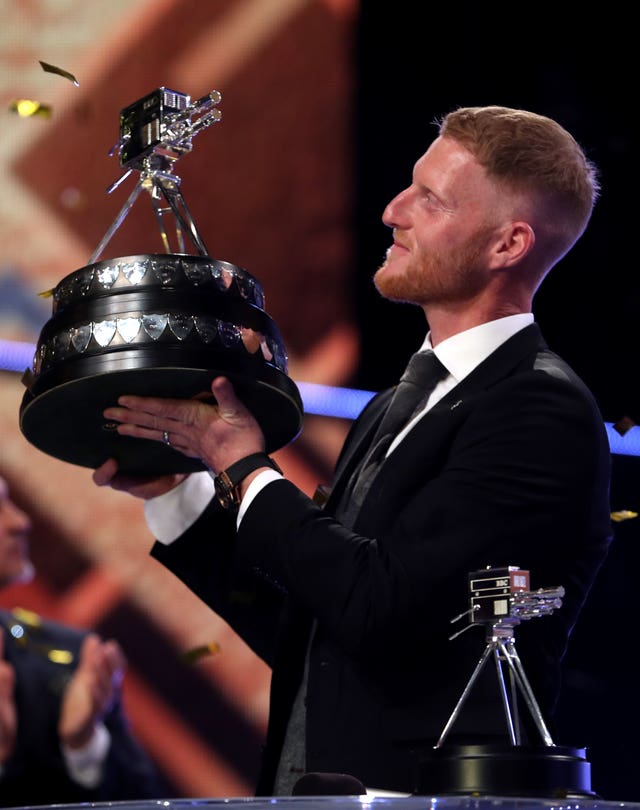 Ben Stokes holds up the BBC Sports Personality of the Year Award