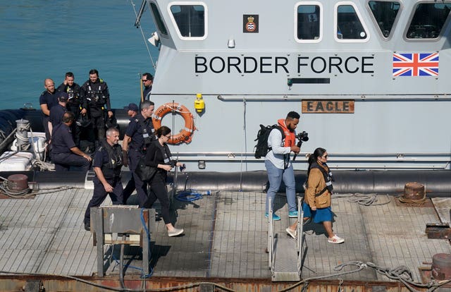 Home Secretary Priti Patel during a visit to the Border Force facility in Dover, Kent