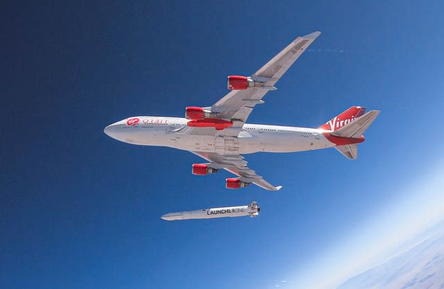 Virgin Orbit's LauncherOne. rocket after release by a plane