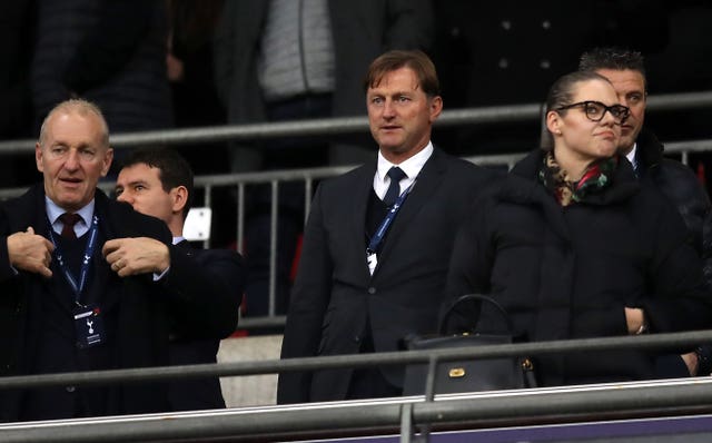 Ralph Hasenhuttl, centre, took a watching brief as Southampton lost at Wembley 