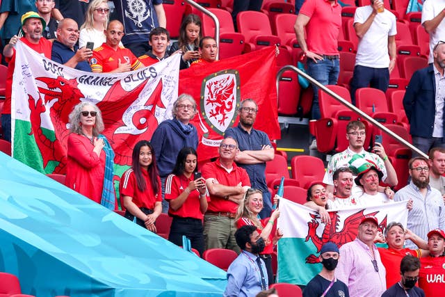 Only a small group of Wales fans were able to watch their side's last-16 match against Denmark in Amsterdam due to coronavirus travel restrictions
