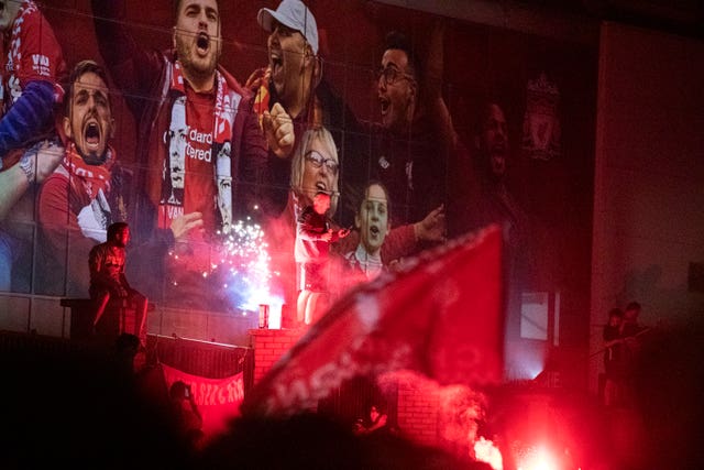 Liverpool fans outside Anfield