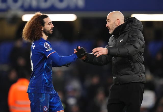 Enzo Maresca and Marc Cucurella celebrate in February 2025