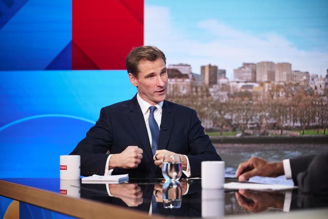 Shadow home secretary Chris Philp appearing on Sky News’s Sunday Morning With Trevor Phillips programme