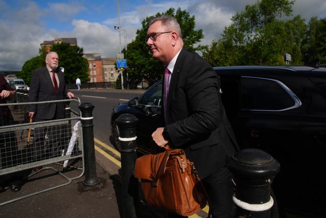 Sir Jeffrey Donaldson arriving at Newry Crown Court