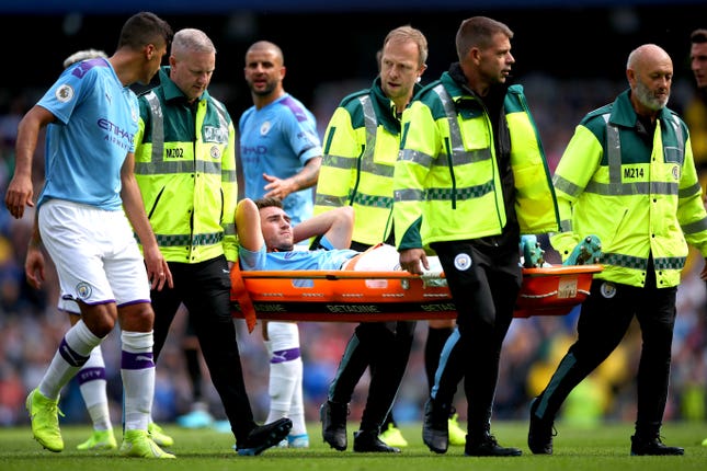 Laporte left the field against Brighton on a stretcher