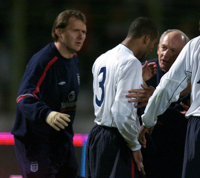 He made his England debut in 2001 against Albania, but the occasion was soured after he was hit by a missile from the crowd