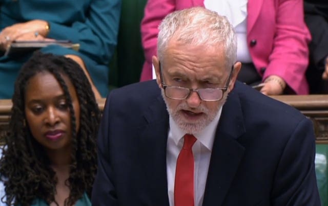 Jeremy Corbyn during PMQs