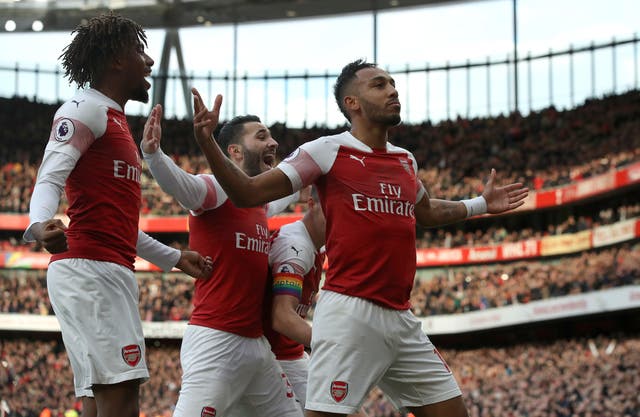 Pierre-Emerick Aubameyang, right, scored twice as Arsenal beat Tottenham 4-2 on Sunday