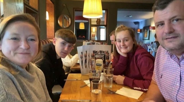 Cerys Wilkins and Phil with their children Ella, 18, and Coel, 15
