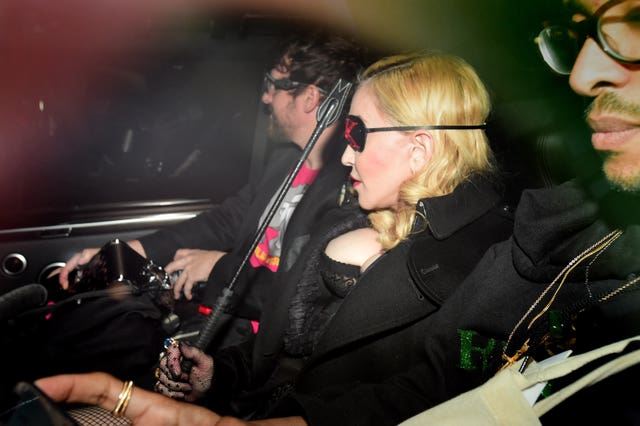 Madonna arrives for a Q&A at the MTV head office in London.