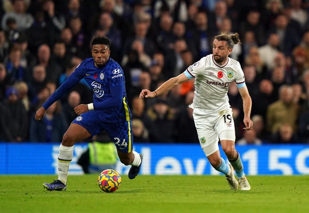 Reece James battles with Jay Rodriguez