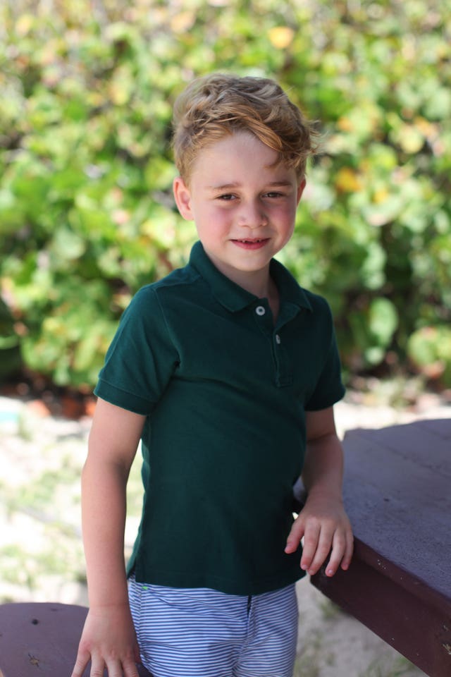 Undated handout photo of Prince George taken by his mother, the Duchess of Cambridge, taken recently while on holiday with the family (location not given), to mark his sixth birthday on Monday.