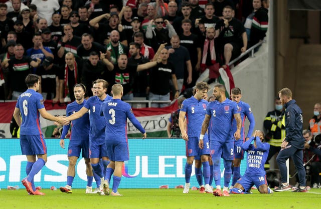 Raheem Sterling (right) was one of the England players racially abused 