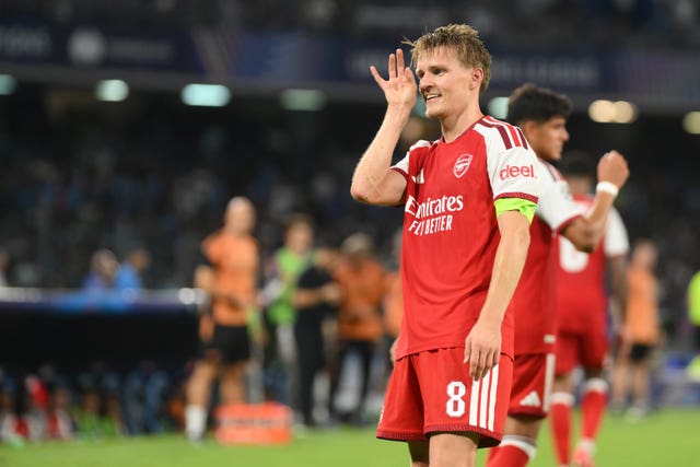 Martin Odegaard celebrates