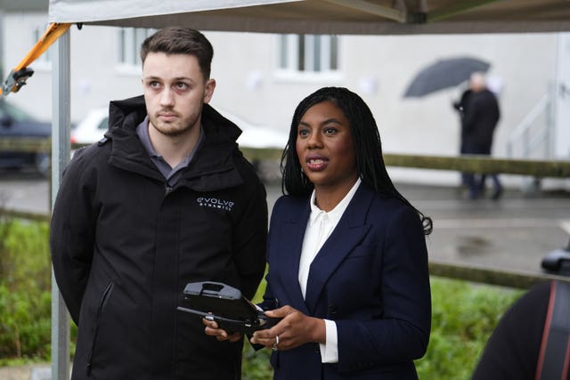 Kemi Badenoch controls a drone