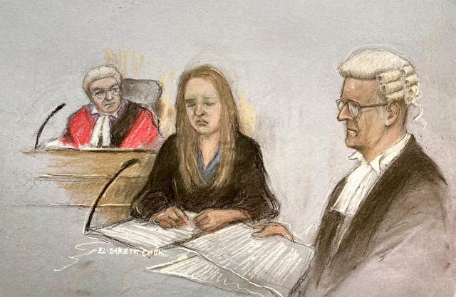 Lucy Letby looking upset when Nicholas Johnson KC, right, said she was enjoying what happened to Child C