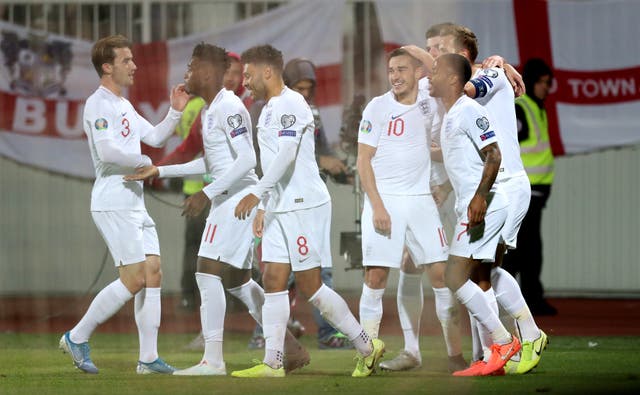 England celebrate Harry Winks' opener