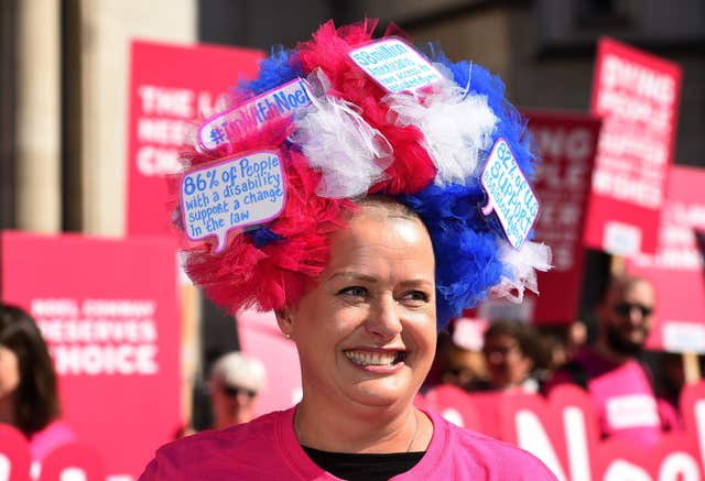 Mr Conway's supporters are backing his bid outside the court (Kirsty O'Connor/PA)