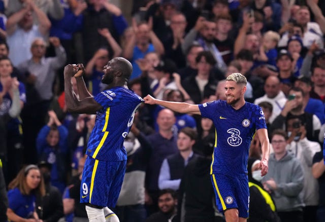 Chelsea's Romelu Lukaku celebrates scoring in the Champions League
