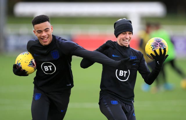 Mason Greenwood (left) and Phil Foden ha made their England debuts on Saturday 