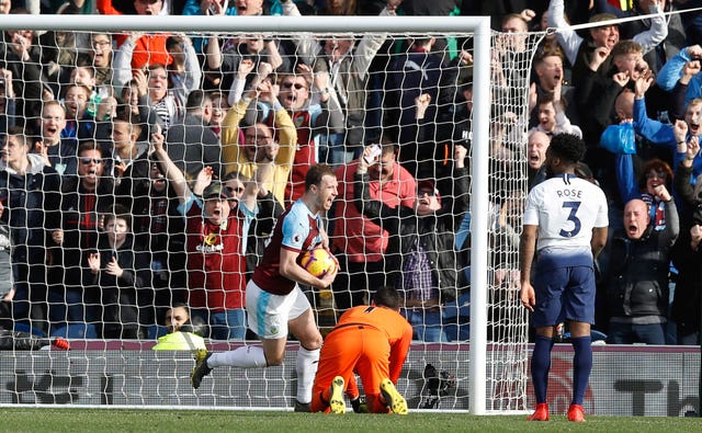 Burnley’s Ashley Barnes celebrates
