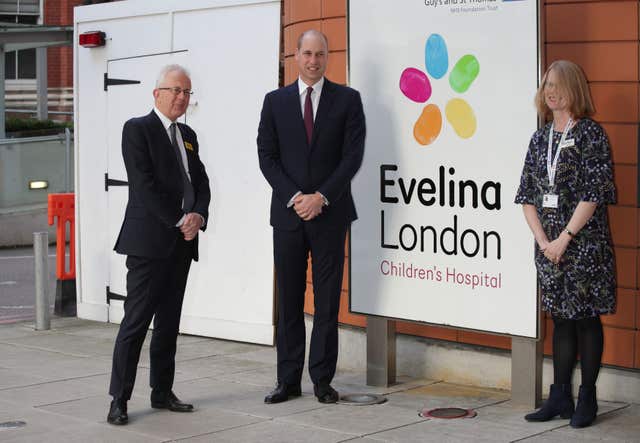 The Duke of Cambridge during his visit to the Evelina London Children's Hospital (Yui Mok/PA)