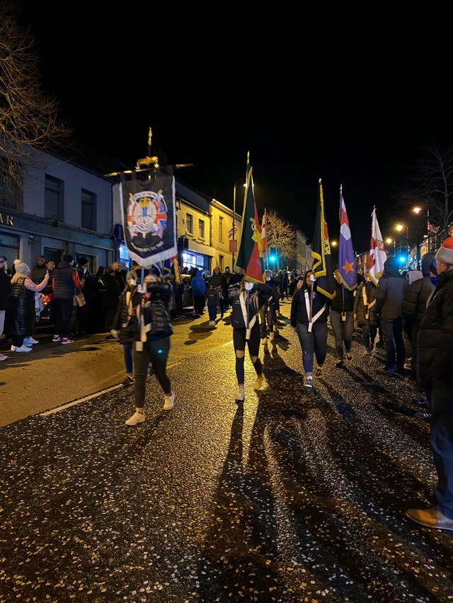 A loyalist demonstration against the Northern Ireland Protocol in Markethill, Co Armagh