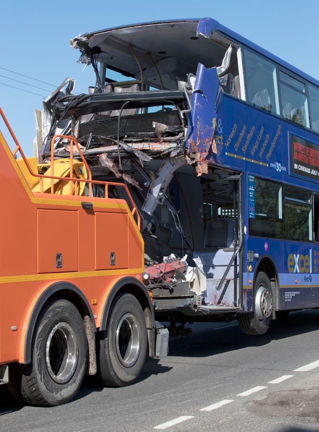 Bus crash in Thorney Toll