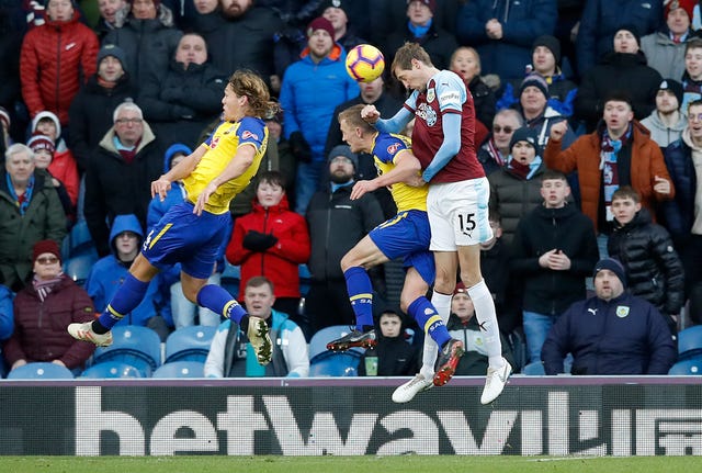 Peter Crouch made his presence felt on his return to the Premier League with Burnley (Martin Rickett/PA).