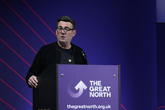 Greater Manchester Mayor Andy Burnham speaking at a summit