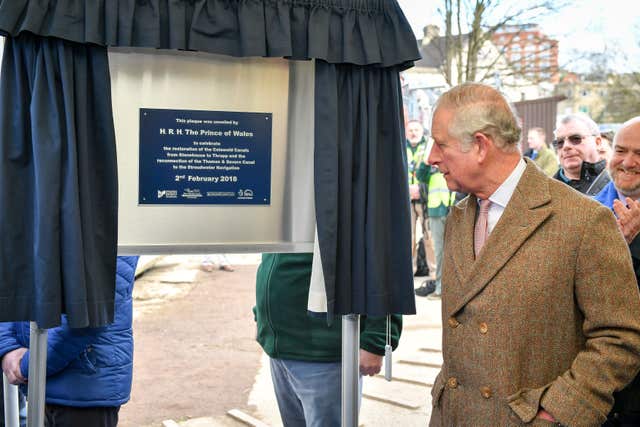 The Prince of Wales told guests he very pleased to be visiting as patron of The Canal & River Trust (Ben Birchall/PA)